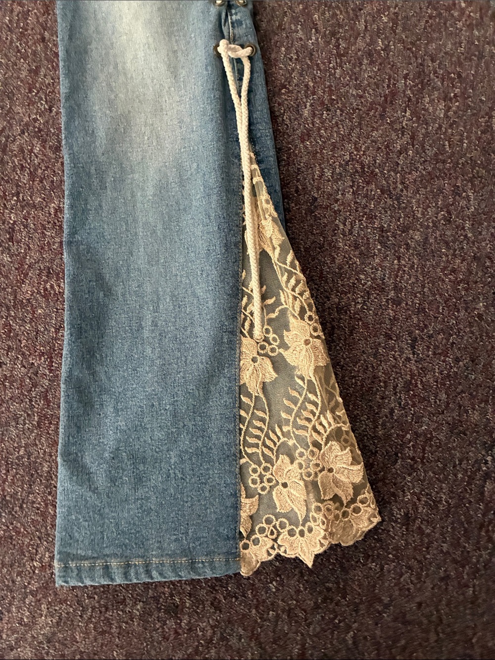 Vintage y2k Mudd Women’s Blue Lace-Trim Side Lace-Up Jeans Low Rise Size XS - Picture 2 of 10
